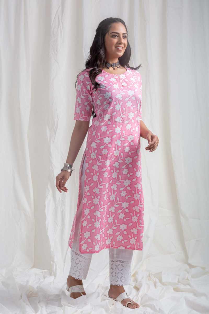 Image for Kusvaa Sa14 Parul Cotton Straight Kurta Side