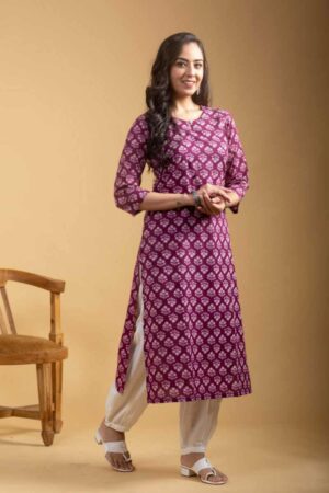 Image for Kusvaa Ws1094 Mesha Cotton Handblock Kurta Featured