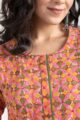 Image for Kusvaa Wsr431 Advika Cotton Handblock Kurta Closeup
