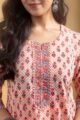 Image for Kusvaa Wsr435 Terilynn Cotton Handblock Kurta Closeup