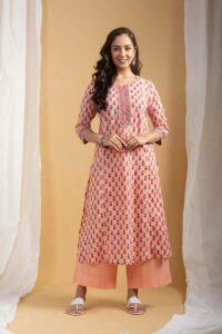 Image for Kusvaa Wsr435 Terilynn Cotton Handblock Kurta Featured