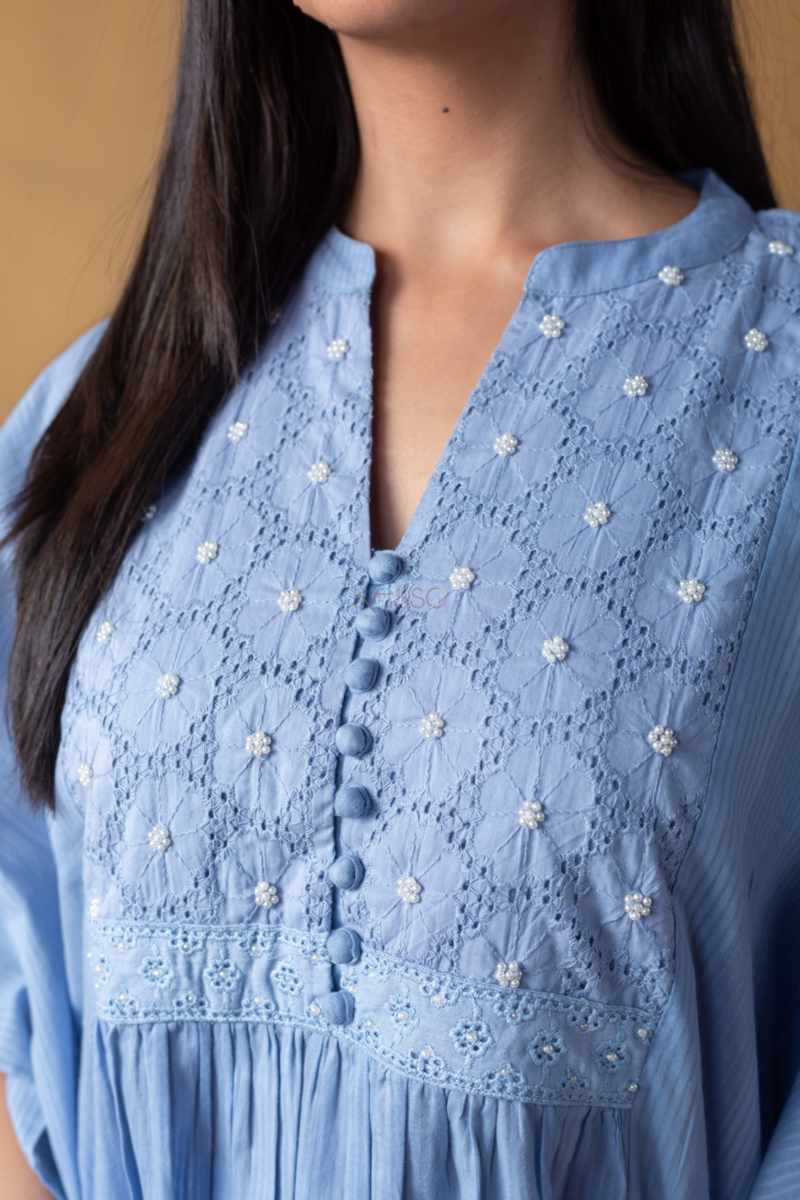 Image for Kusvaa Avdaf290 Heli Cotton Dobby Kaftan Closeup