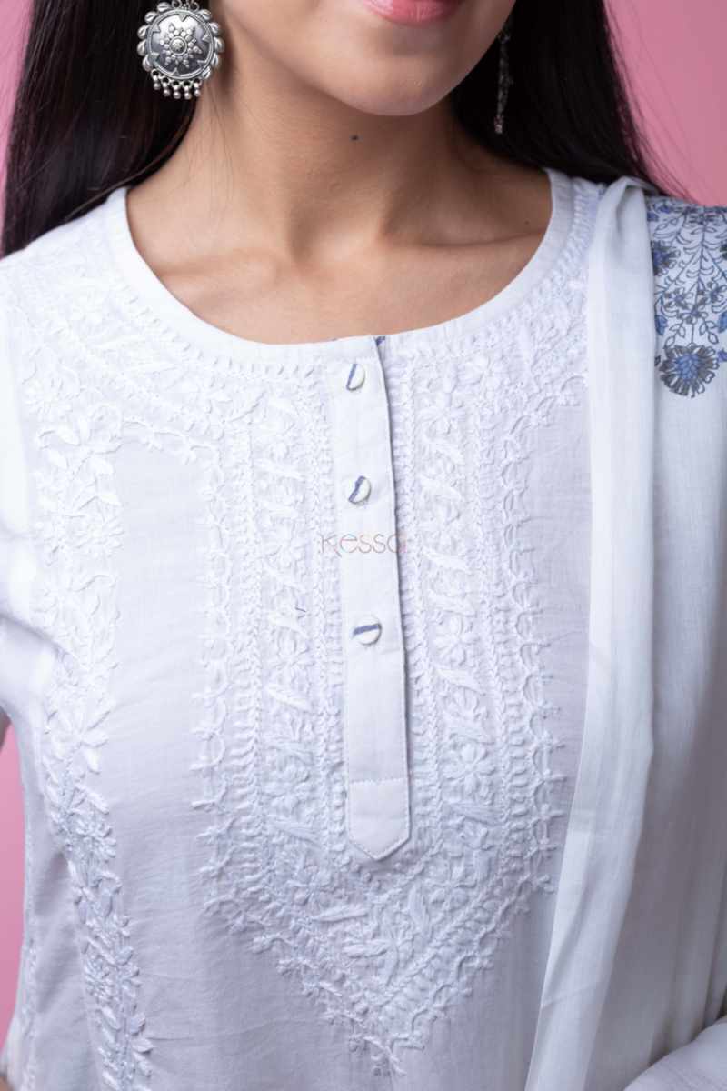 Image for Kusvaa Bpr62 Pinaki Cotton Kurta With Dupatta Set Closeup