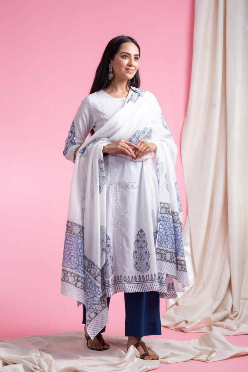 Image for Kusvaa Bpr62 Pinaki Cotton Kurta With Dupatta Set Featured