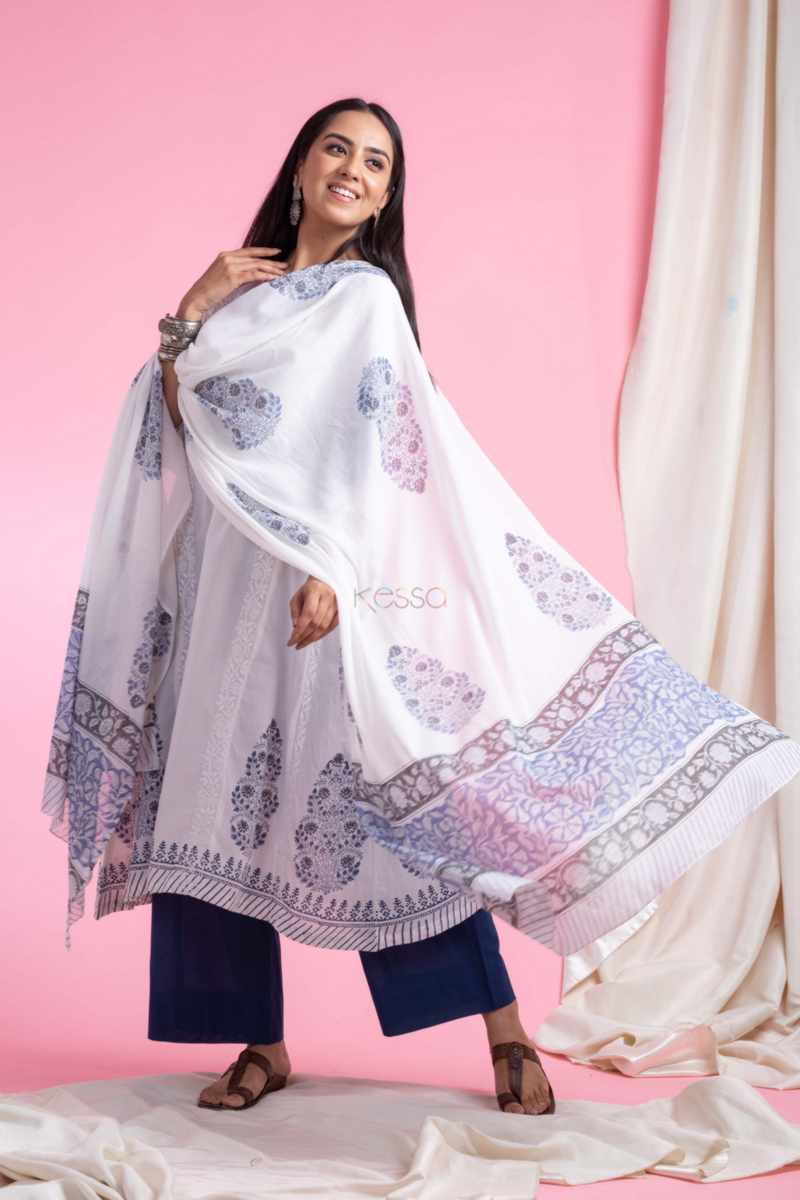 Image for Kusvaa Bpr62 Pinaki Cotton Kurta With Dupatta Set Front