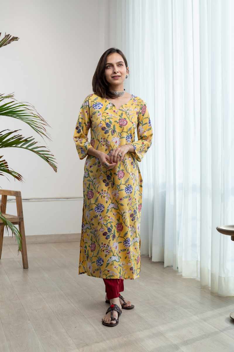 Image for Kusvaa Ne121 Abhaya Cotton Handblock Kurta Featured