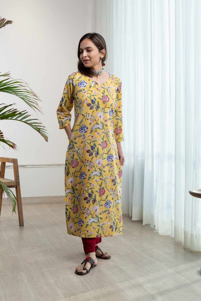 Image for Kusvaa Ne121 Abhaya Cotton Handblock Kurta Side