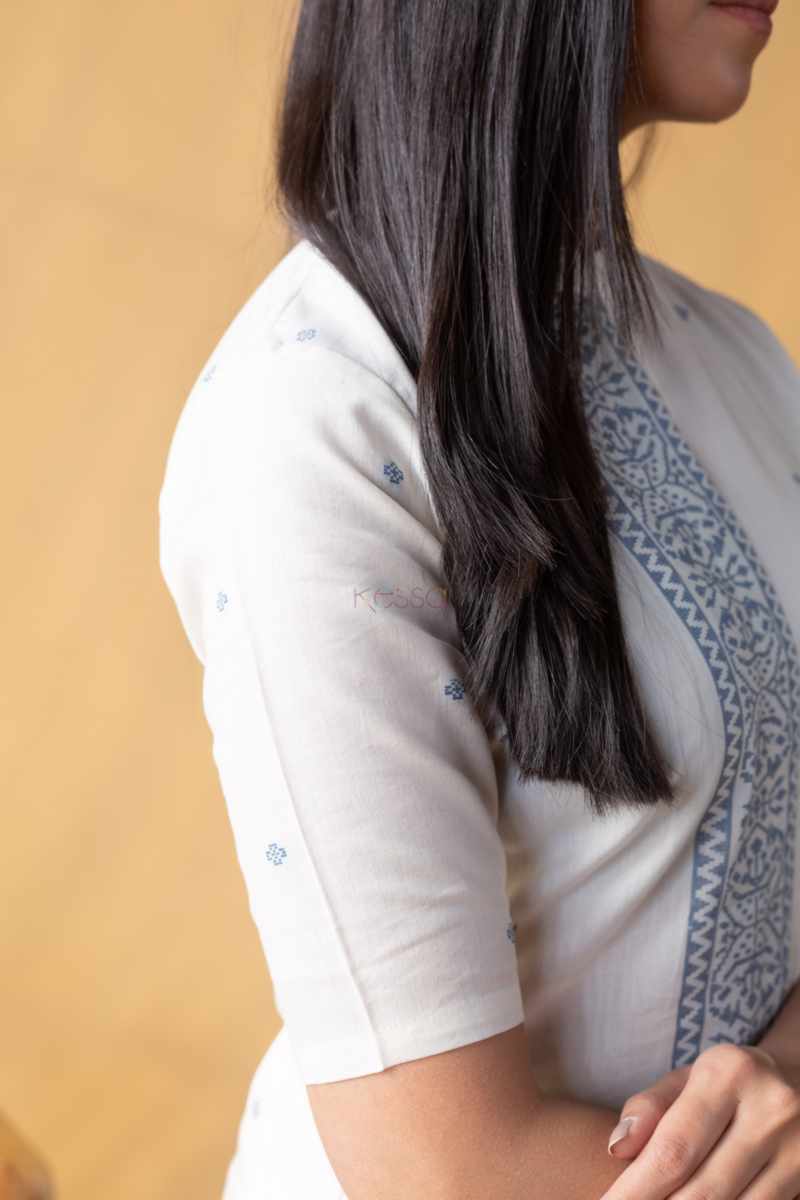 Image for Kusvaa Ne86 Hania Cotton Straight Fit Kurta Closeup 2