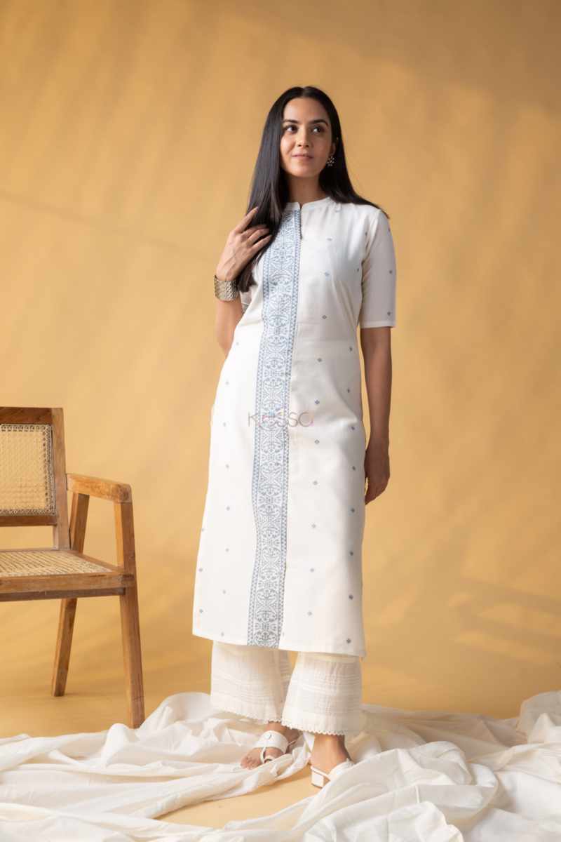 Image for Kusvaa Ne86 Hania Cotton Straight Fit Kurta Front