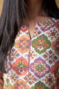 Image for Kusvaa Vcr267 Tasha Cotton Handblock Print Kurta Closeup
