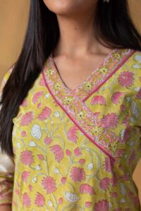Image for Kusvaa Vcr270 Barkha Cotton Handblock Kurta Closeup
