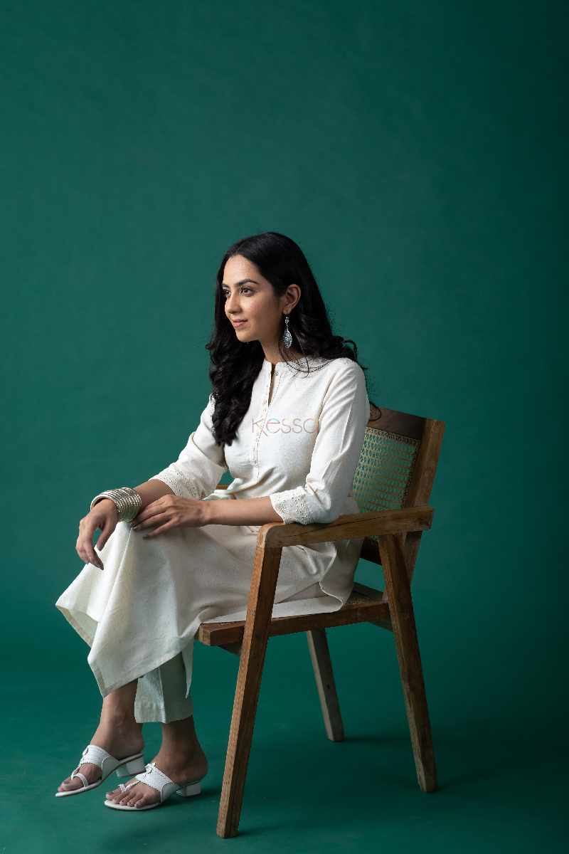 Image for Kusvaa Ws1103 Manon Cotton Flex Kurta Pant Set Neck