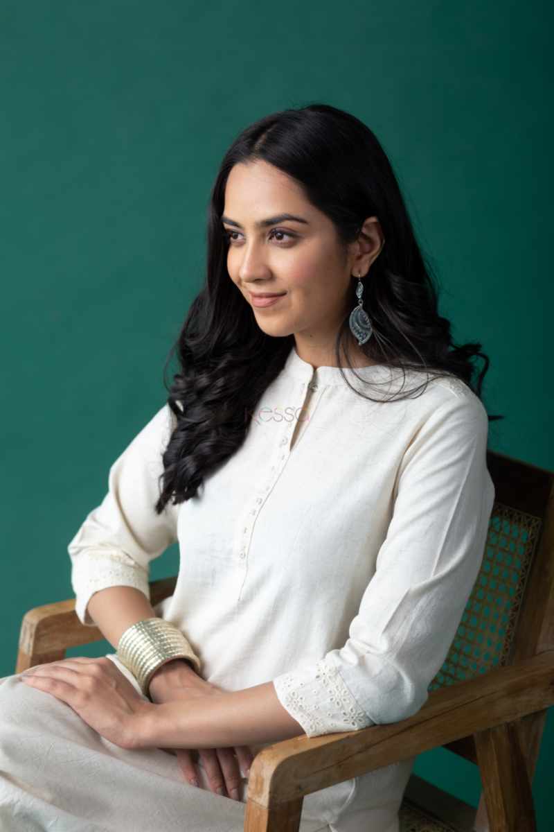 Image for Kusvaa Ws1103 Manon Cotton Flex Kurta Pant Set Sitting