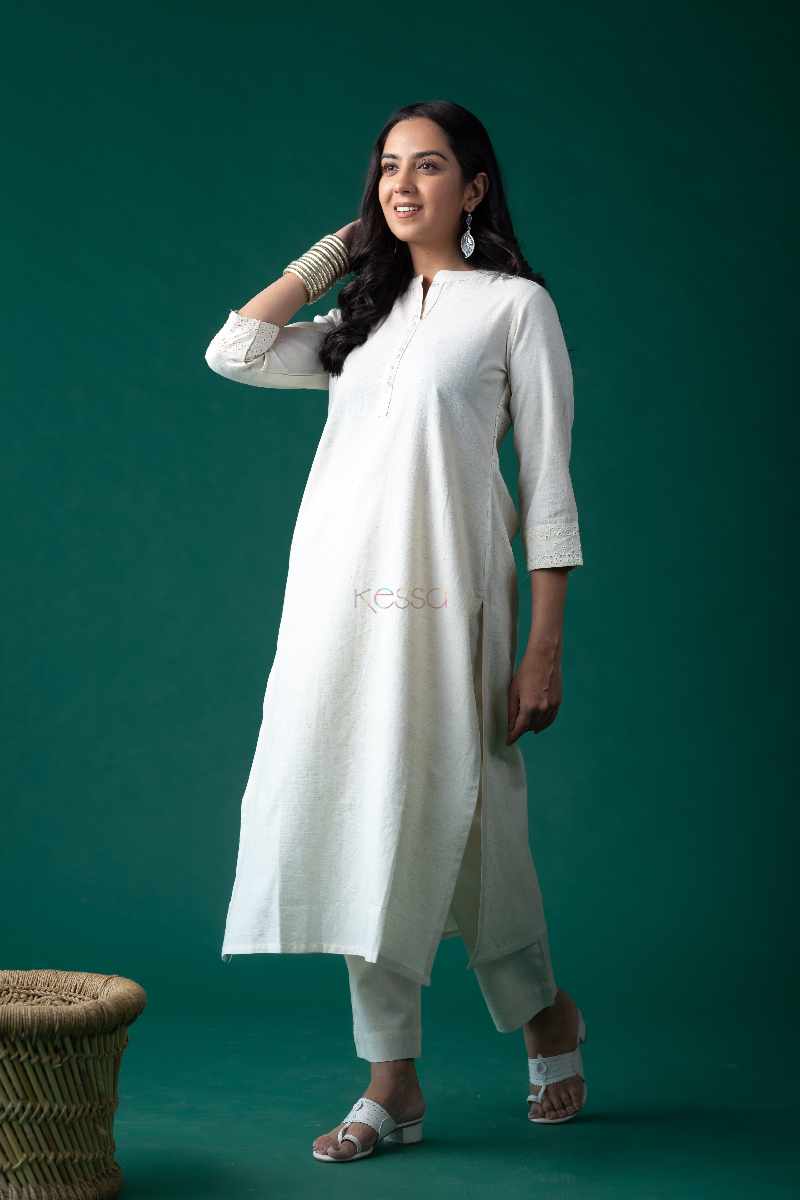 Image for Kusvaa Ws1103 Manon Cotton Flex Kurta Pant Set Sleeves