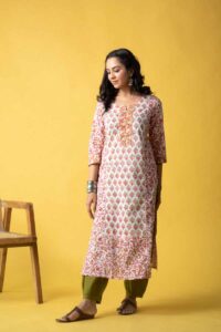 Image for Kusvaa Wsr443 Bhairavi Cotton Handblock Kurta Featured