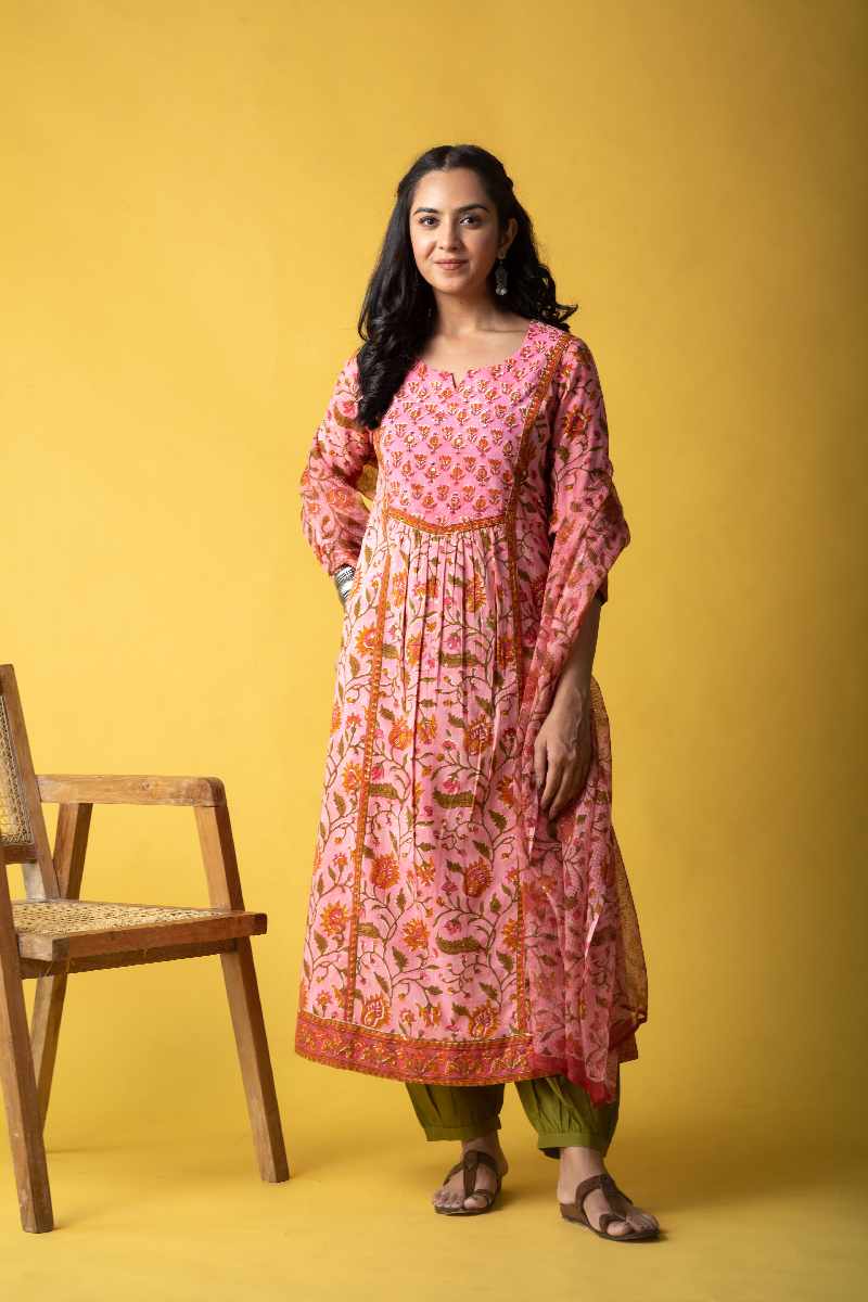 Image for Kusvaa Wsr444 Naisha Cotton A Line Kurta Back