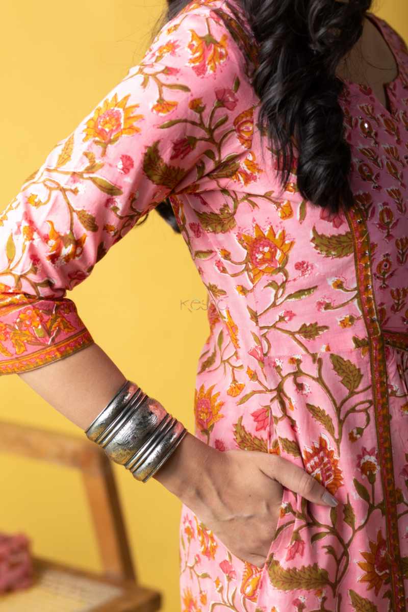 Image for Kusvaa Wsr444 Naisha Cotton A Line Kurta Closeup 2