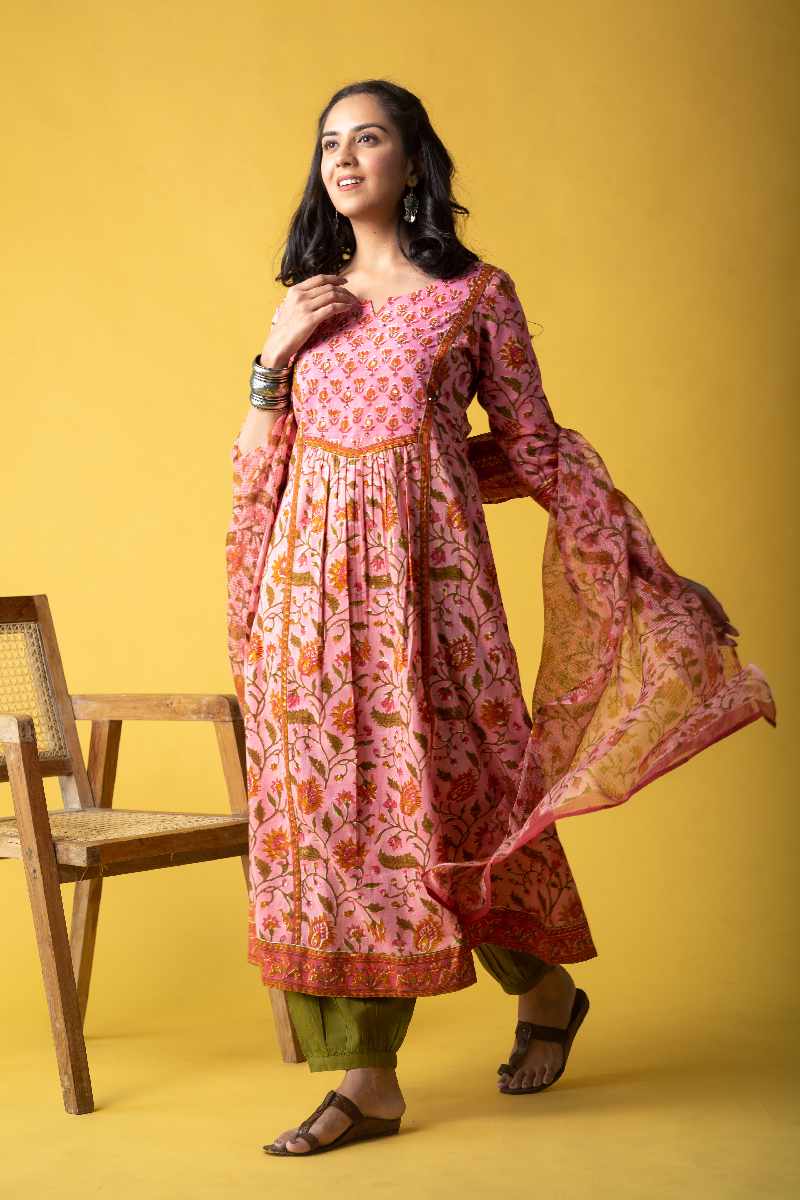 Image for Kusvaa Wsr444 Naisha Cotton A Line Kurta Pocket