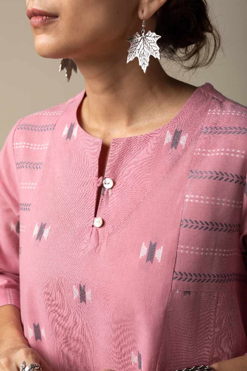 Image for Kusvaa Ne116 Leenakshi Handloom Cotton Top Pant Set Neck