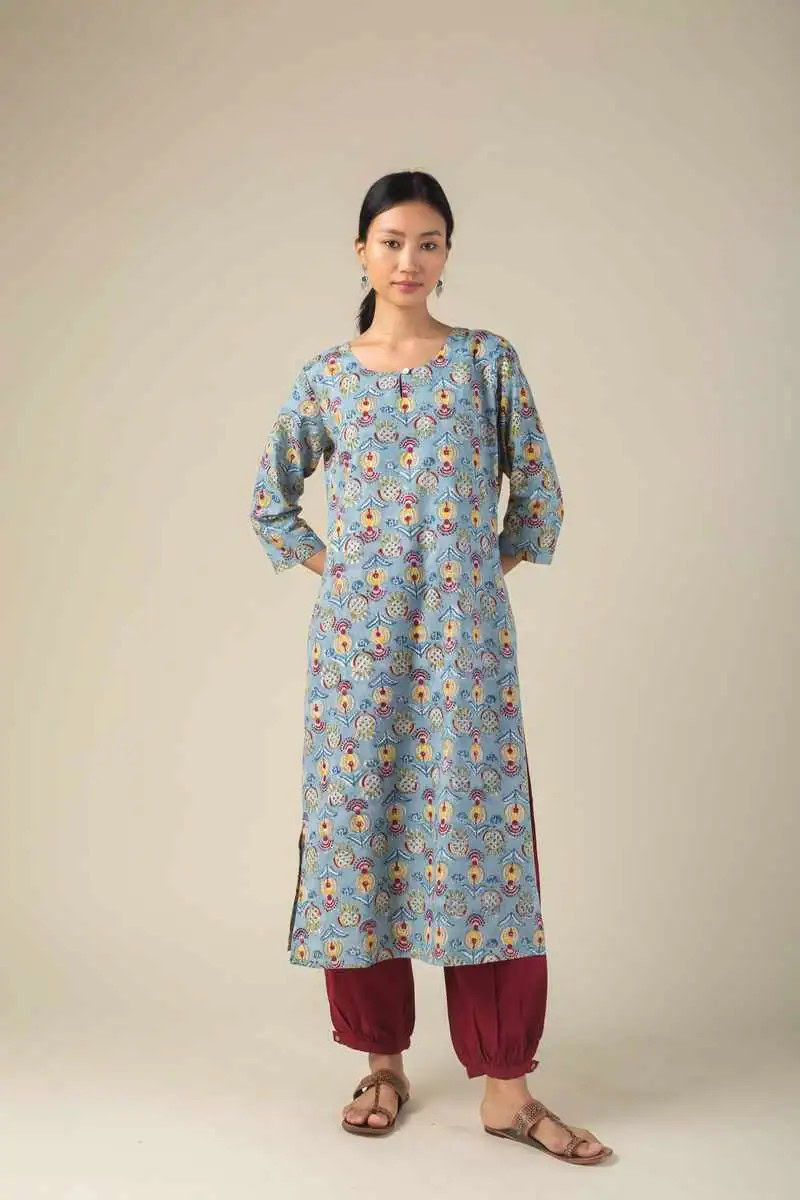 Image for Kusvaa Ne161 Durga Cotton Handblock Kurta Featured