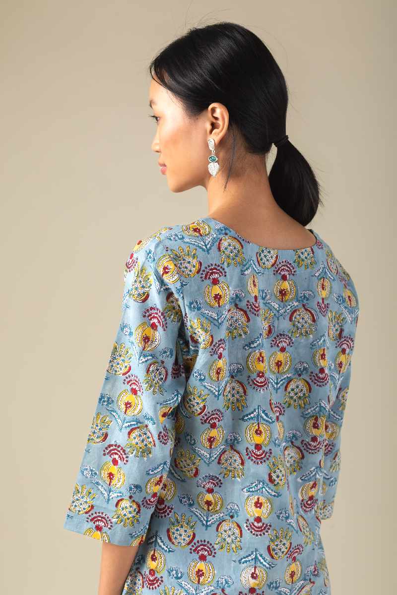 Image for Kusvaa Ne161 Durga Cotton Handblock Kurta Neck