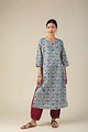 Image for Kusvaa Ne161 Durga Cotton Handblock Kurta Side