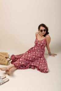 Image for Kusvaa Ne204 Ikshan Cotton A Line Dress Sitting