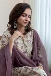 Image for Kusvaa Ne94 Divita Cotton A Line Kurta Sitting
