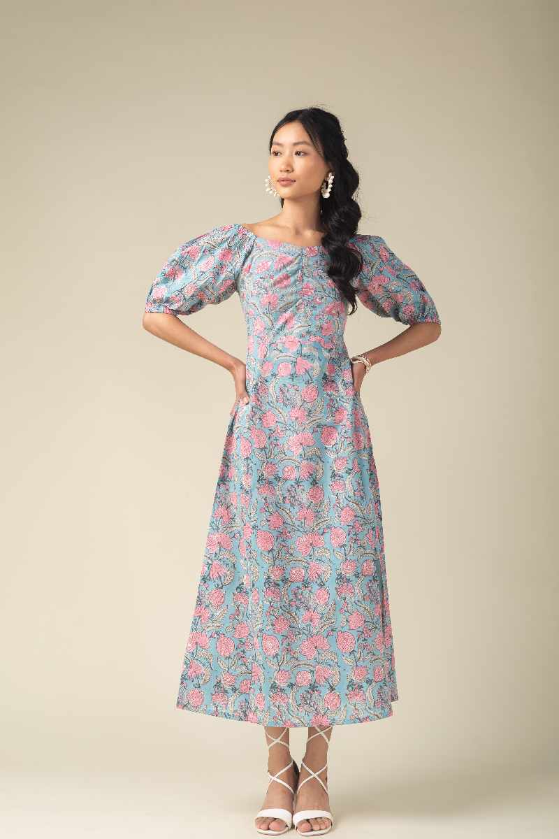 Image for Ne205a Tvisha Handblock Dress Sitting