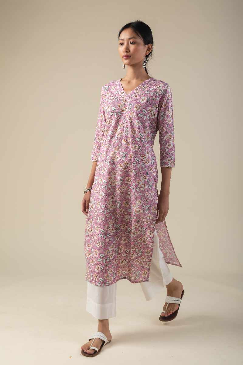 Image for Kusvaa Ne120 Nityashri Cotton Straight Kurta Sleeves
