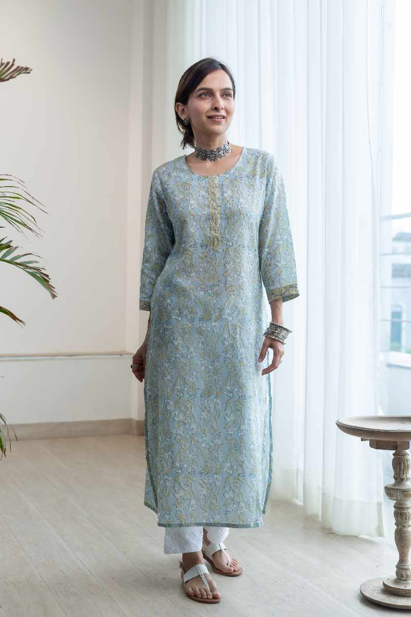 Image for Kusvaa Ne127 Tapasya Cotton Handblock Kurta Pattern