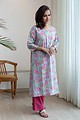 Image for Kusvaa Ne148 Eesha Cotton Handblock Kurta Pocket