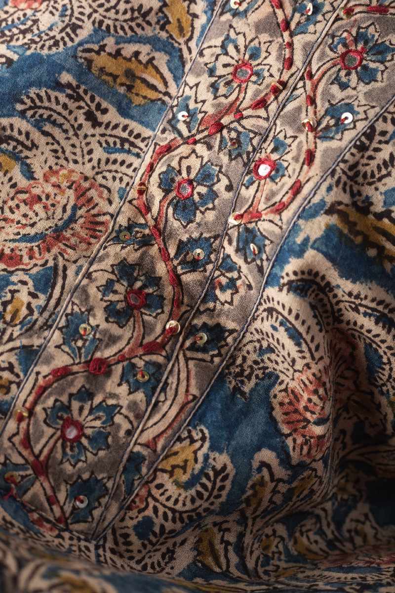 Image for Kusvaa Ne31 Rashi Cotton Kalamkari Co Ord Set Neck