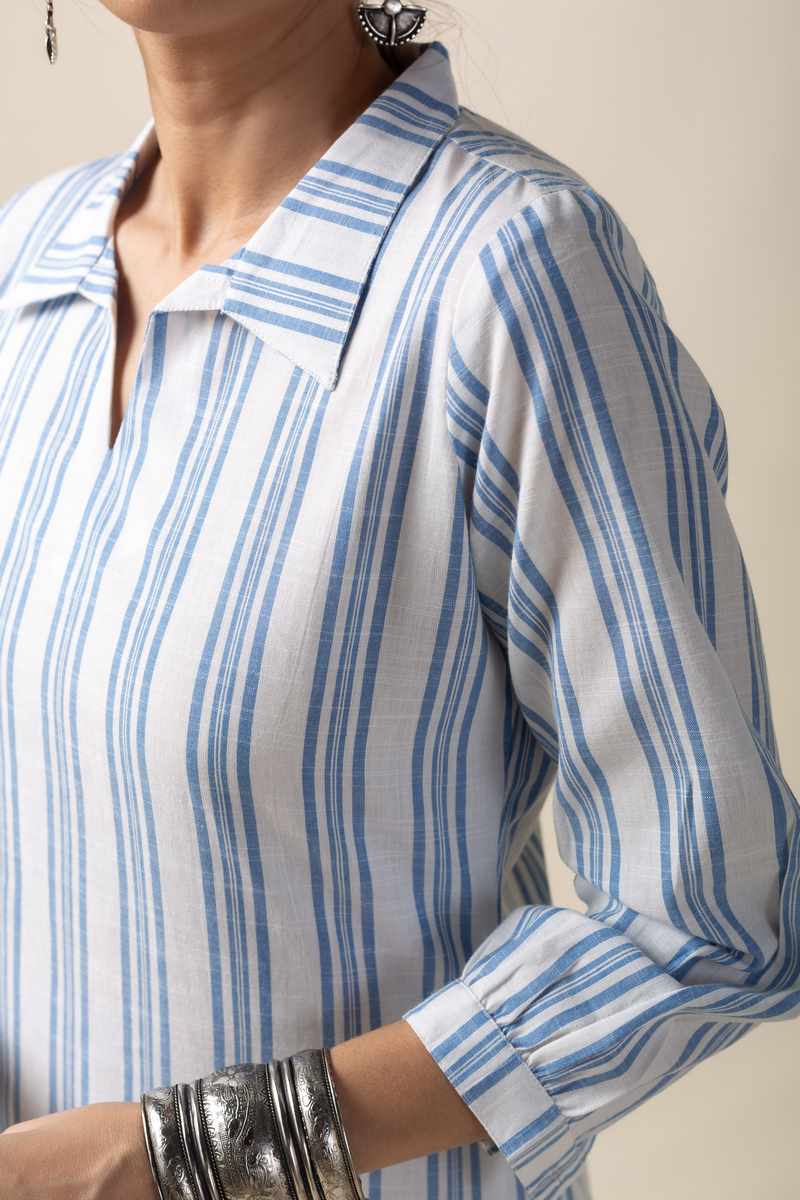 Image for Kusvaa Ne55 Abarna Handloom Cotton Kurta Pant Set Closeup