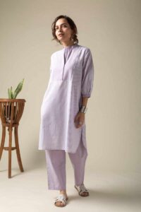 Image for Kusvaa Ne62 Gitika Handloom Cotton Kurta Pant Set Front