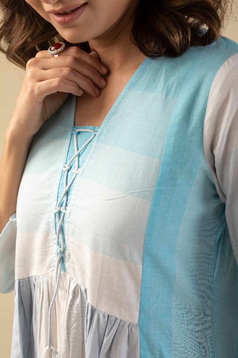 Image for Kusvaa Ne63 Saachee Handloom Cotton Dress Closeup