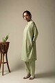 Image for Kusvaa Ne78 Aatmaja Handloom Cotton Kurta Pant Set Front