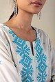 Image for Kusvaa Ne88 Dishitha Cotton Jamdani Kurta Closeup 2