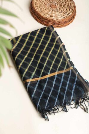 Image for Kusvaa Vebdup08 Black Cotton Kota Doriya Dupatta Featured