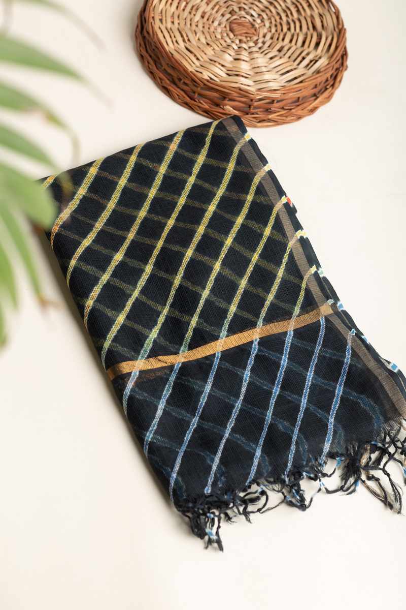 Image for Kusvaa Vebdup08 Black Cotton Kota Doriya Dupatta Featured