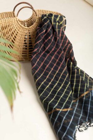 Image for Kusvaa Vebdup08 Black Cotton Kota Doriya Dupatta Side