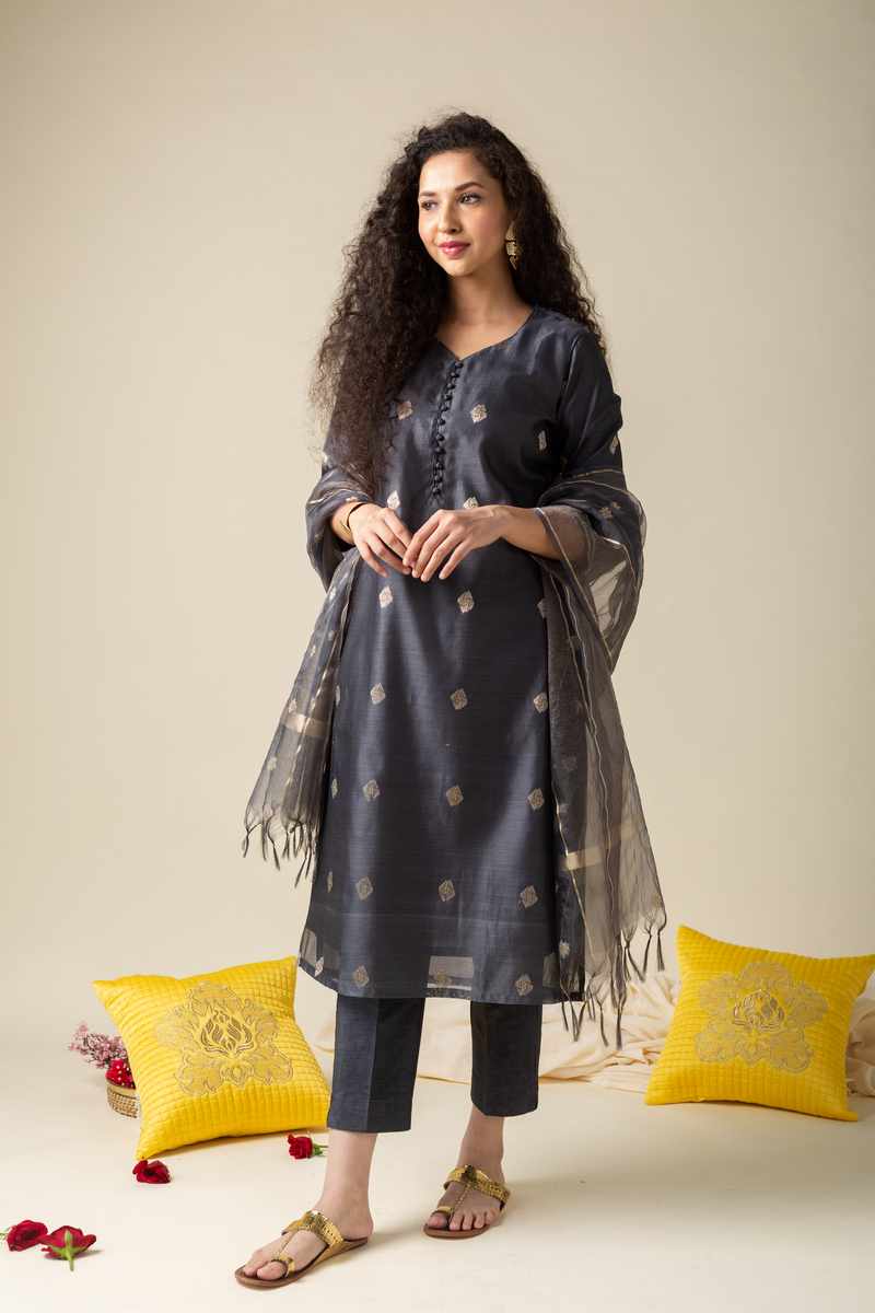 Image for Ne254 Bhavika Chanderi Straight Kurta Front