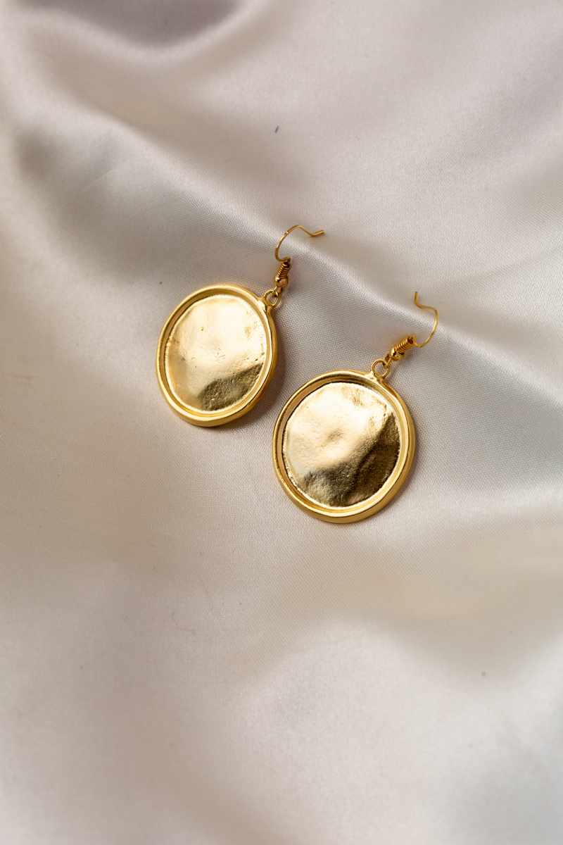 Image for Ern003 Eleni Gold Coin Earrings Front