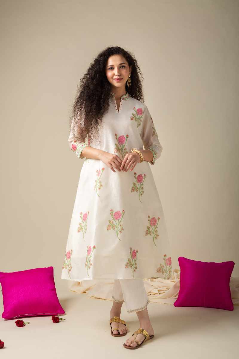 Image for Kds001 Nuti Chanderi Kurta With Dupatta Set Side