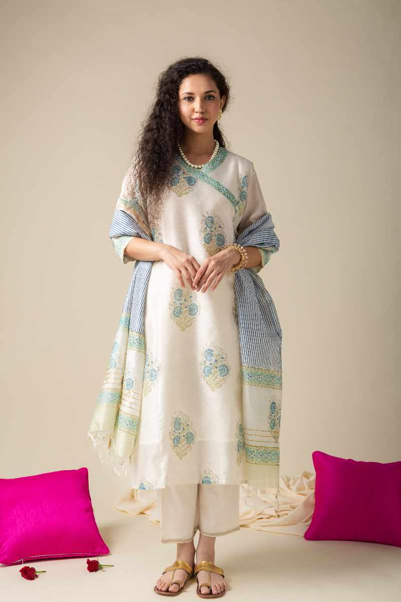 Image for Kds002 Abhisarika Chanderi Kurta With Dupatta Set Front