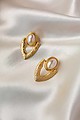 Image for Kpe444 Ismini Golden Stud Earrings With White Seed Pearl Front