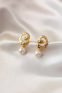 Image for Kpe448 Rhea Golden Pearl Drop Earrings Featured