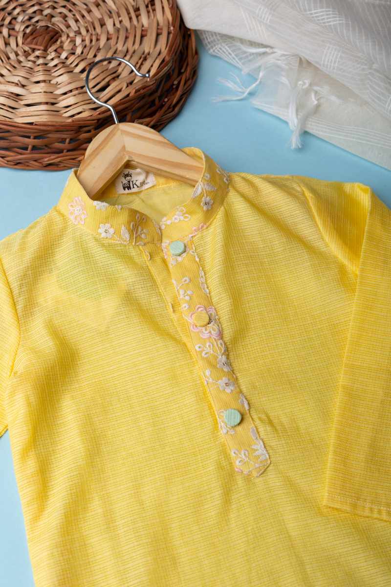 Image for Kusvaa Byw003 Bharan Kota Doriya Boys Kurta Pant Set Closeup 2