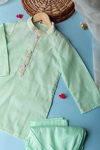 Image for Kusvaa Byw004 Aviraj Kota Doriya Boys Kurta Pant Set Sitting