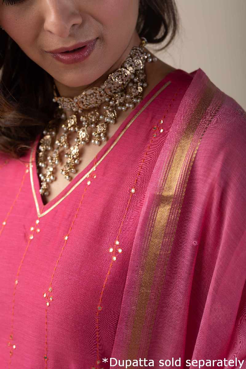 Image for Kusvaa Cood001 Kashvi Chanderi Kurta Pant Set Closeup 2 New